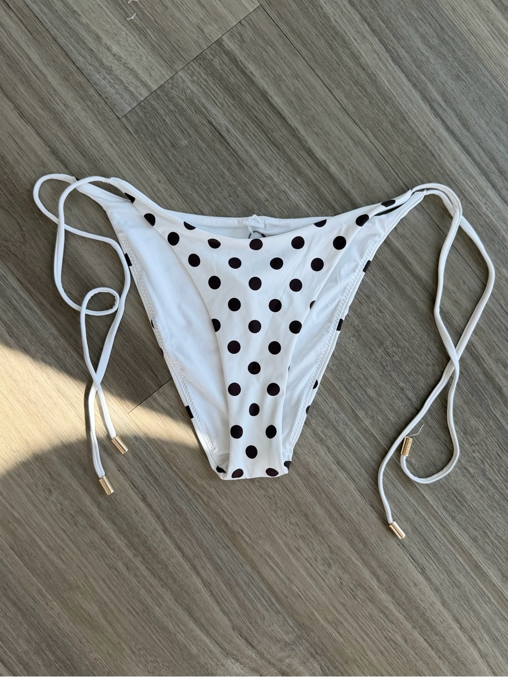 Garage White Bikini Bottom with Brown Polka Dots